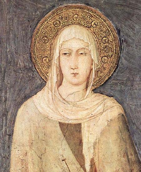 Simone Martini detail depicting Saint Clare of Assisi from a fresco  in the Lower basilica of San Francesco oil painting picture